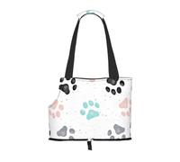 Meymuise Pet Carrier, Dog Paws Prints | Collapsible Dog Tote Bag, Soft Sided Cat Crate Purse with Side Window, Portable Puppy Travel Handbag for Outdoor Walking