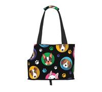 Meymuise Pet Carrier, Dogs And Paws | Collapsible Dog Tote Bag, Soft Sided Cat Crate Purse with Side Window, Portable Puppy Travel Handbag for Outdoor Walking