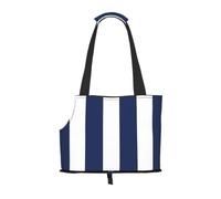 Meymuise Pet Carrier, Midnight Blue And White Striped | Collapsible Dog Tote Bag, Soft Sided Cat Crate Purse with Side Window, Portable Puppy Travel Handbag for Outdoor Walking
