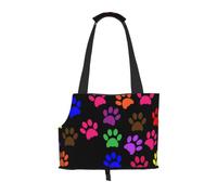 Meymuise Pet Carrier, Paws Prints | Collapsible Dog Tote Bag, Soft Sided Cat Crate Purse with Side Window, Portable Puppy Travel Handbag for Outdoor Walking
