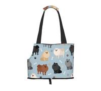 Meymuise Pet Carrier, Pomeranian Paws-prints And Dog Bones | Collapsible Dog Tote Bag, Soft Sided Cat Crate Purse with Side Window, Portable Puppy Travel Handbag for Outdoor Walking