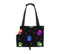 Meymuise Pet Carrier, Rainbow Paws Footprint Animal Pattern | Collapsible Dog Tote Bag, Soft Sided Cat Crate Purse with Side Window, Portable Puppy Travel Handbag for Outdoor Walking