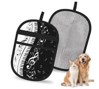 Meymuise Pet Cleaning Gloves, Washable Reusable Anti Slip Magic Brush | Pet Hair Remover Mitt, Carpet Car Seats Clothing Kitchen For Dog Cat,Black White Piano Key Music Note