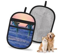 Meymuise Pet Hair Remover, Bottlenose Dolphin At Sunrise | Pet Cleaning Gloves, Washable Reusable Anti Slip Magic Brush Carpet Car Seats Clothing Kitchen For Dog Cat