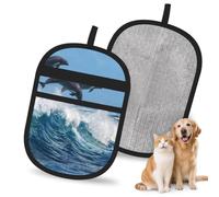 Meymuise Pet Hair Remover, Common Bottlenose Dolphin | Pet Cleaning Gloves, Washable Reusable Anti Slip Magic Brush Carpet Car Seats Clothing Kitchen For Dog Cat