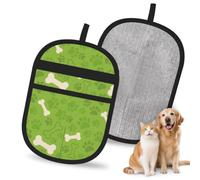 Meymuise Pet Hair Remover, Green Dog Paws Bones | Pet Cleaning Gloves, Washable Reusable Anti Slip Magic Brush Carpet Car Seats Clothing Kitchen For Dog Cat