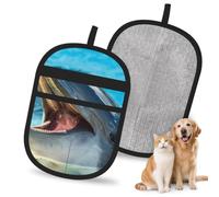 Meymuise Pet Hair Remover, Lovely Dolphin Printed | Pet Cleaning Gloves, Washable Reusable Anti Slip Magic Brush Carpet Car Seats Clothing Kitchen For Dog Cat