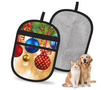 Meymuise Pet Hair Remover, Merry Christmas Printed | Pet Cleaning Gloves, Washable Reusable Anti Slip Magic Brush Carpet Car Seats Clothing Kitchen For Dog Cat