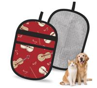 Meymuise Pet Hair Remover, Music Violin Red Note | Pet Cleaning Gloves, Washable Reusable Anti Slip Magic Brush Carpet Car Seats Clothing Kitchen For Dog Cat