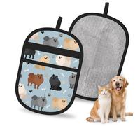 Meymuise Pet Hair Remover, Pomeranian Paws-prints And Dog Bones | Pet Cleaning Gloves, Washable Reusable Anti Slip Magic Brush Carpet Car Seats Clothing Kitchen For Dog Cat