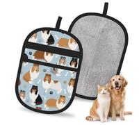 Meymuise Pet Hair Remover, Rough Collie Paws And Bones | Pet Cleaning Gloves, Washable Reusable Anti Slip Magic Brush Carpet Car Seats Clothing Kitchen For Dog Cat