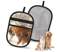 Meymuise Pet Hair Remover, Tiger Baby Tigerfamile Young | Pet Cleaning Gloves, Washable Reusable Anti Slip Magic Brush Carpet Car Seats Clothing Kitchen For Dog Cat