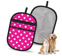 Meymuise Pet Hair Remover, White Polka Dots Pink | Pet Cleaning Gloves, Washable Reusable Anti Slip Magic Brush Carpet Car Seats Clothing Kitchen For Dog Cat