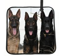 Meymuise Seat Cushions, Black German Shepherd Puppies Printing | Camping Mat Portable Foldable Seat Pads Heat Insulated Compact Walking Pad Outdoor Cushion for Garden Outdoors Travel Park