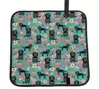 Meymuise Seat Cushions, Cockapoo Floral Black Cockapoo Dogs And Florals Dog | Camping Mat Portable Foldable Seat Pads Heat Insulated Compact Walking Pad Outdoor Cushion for Garden Outdoors Travel Park