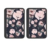 Meymuise Seatbelt Pads, Pink Watercolor Roses Dark Navy Blue Floral | 2 Pcs Automotive Seat Belt Covers for Adults Soft Neoprene Shoulder Strap Protector Cushion, Car Driving Luggage Backpack