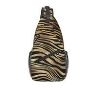Meymuise Sling Bag, African Black Gold Zebra Animal Skin Sepia | Crossbody Backpack with Reversible Shoulder Strap for Men and Women, Outdoors Travel Hiking Climbing Biking