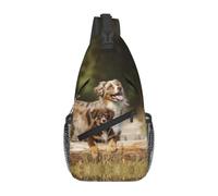 Meymuise Sling Bag, Australian Shepherd Dogs Aussie Brown Dogs | Crossbody Backpack with Reversible Shoulder Strap for Men and Women, Outdoors Travel Hiking Climbing Biking