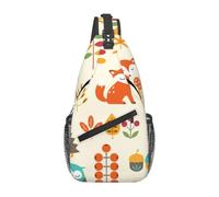 Meymuise Sling Bag, Autumn With Owl Fox Squirrel Birds Animal | Crossbody Backpack with Reversible Shoulder Strap for Men and Women, Outdoors Travel Hiking Climbing Biking