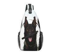 Meymuise Sling Bag, Black German Shepherd Puppies Printing | Crossbody Backpack with Reversible Shoulder Strap for Men and Women, Outdoors Travel Hiking Climbing Biking