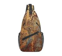 Meymuise Sling Bag, Brown Rust Colorful Metal Rusty | Crossbody Backpack with Reversible Shoulder Strap for Men and Women, Outdoors Travel Hiking Climbing Biking
