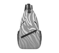 Meymuise Sling Bag, Contemporary Silver Gray Zebra Animal Skin | Crossbody Backpack with Reversible Shoulder Strap for Men and Women, Outdoors Travel Hiking Climbing Biking