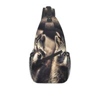 Meymuise Sling Bag, Cute Funny Raccoons Zoological Garden Raccoon | Crossbody Backpack with Reversible Shoulder Strap for Men and Women, Outdoors Travel Hiking Climbing Biking