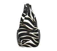 Meymuise Sling Bag, Elegant Black Gold Zebra White Animal Print | Crossbody Backpack with Reversible Shoulder Strap for Men and Women, Outdoors Travel Hiking Climbing Biking