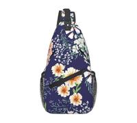 Meymuise Sling Bag, Flower Garden Floral Petal Leaves Meadow Orange | Crossbody Backpack with Reversible Shoulder Strap for Men and Women, Outdoors Travel Hiking Climbing Biking