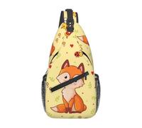 Meymuise Sling Bag, Fox And Mushroom Pattern | Crossbody Backpack with Reversible Shoulder Strap for Men and Women, Outdoors Travel Hiking Climbing Biking