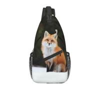 Meymuise Sling Bag, Funny Fox Print | Crossbody Backpack with Reversible Shoulder Strap for Men and Women, Outdoors Travel Hiking Climbing Biking