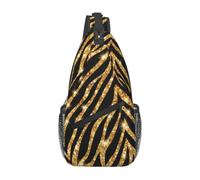 Meymuise Sling Bag, Gold Zebra Animal Print | Crossbody Backpack with Reversible Shoulder Strap for Men and Women, Outdoors Travel Hiking Climbing Biking