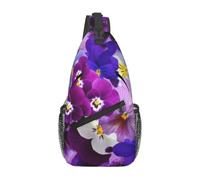 Meymuise Sling Bag, Graphic Pansy Easter Spring Flowers | Crossbody Backpack with Reversible Shoulder Strap for Men and Women, Outdoors Travel Hiking Climbing Biking