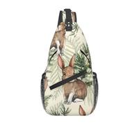 Meymuise Sling Bag, Hare Behind Leaf | Crossbody Backpack with Reversible Shoulder Strap for Men and Women, Outdoors Travel Hiking Climbing Biking