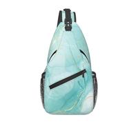 Meymuise Sling Bag, Pastel Mint Green Marble | Crossbody Backpack with Reversible Shoulder Strap for Men and Women, Outdoors Travel Hiking Climbing Biking