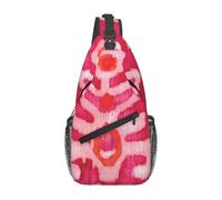 Meymuise Sling Bag, Pink And Orange Tribal Ikat | Crossbody Backpack with Reversible Shoulder Strap for Men and Women, Outdoors Travel Hiking Climbing Biking