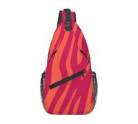 Meymuise Sling Bag, Pretty Pink Orange Animal Print Zebra Leopard | Crossbody Backpack with Reversible Shoulder Strap for Men and Women, Outdoors Travel Hiking Climbing Biking