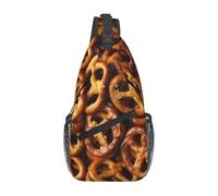 Meymuise Sling Bag, Pretzels Bread Pattern | Crossbody Backpack with Reversible Shoulder Strap for Men and Women, Outdoors Travel Hiking Climbing Biking