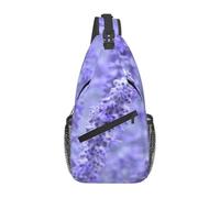 Meymuise Sling Bag, Purple Lavender Colored Flowers Printing | Crossbody Backpack with Reversible Shoulder Strap for Men and Women, Outdoors Travel Hiking Climbing Biking