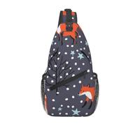 Meymuise Sling Bag, Red Fox In The Night | Crossbody Backpack with Reversible Shoulder Strap for Men and Women, Outdoors Travel Hiking Climbing Biking