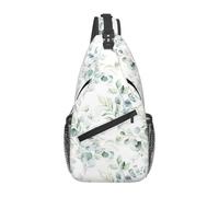 Meymuise Sling Bag, Watercolor Green Floral Round Leaves Succulent | Crossbody Backpack with Reversible Shoulder Strap for Men and Women, Outdoors Travel Hiking Climbing Biking