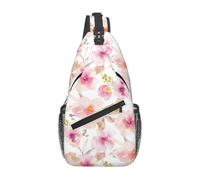Meymuise Sling Bag, Watercolor Pink And Purple Floral | Crossbody Backpack with Reversible Shoulder Strap for Men and Women, Outdoors Travel Hiking Climbing Biking