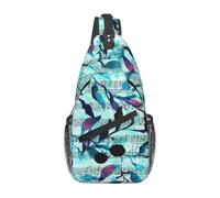 Meymuise Sling Bag, Watercolour Music Branches Leaves | Crossbody Backpack with Reversible Shoulder Strap for Men and Women, Outdoors Travel Hiking Climbing Biking