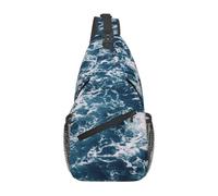 Meymuise Sling Bag, Waves Sea Foam Water | Crossbody Backpack with Reversible Shoulder Strap for Men and Women, Outdoors Travel Hiking Climbing Biking