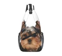 Meymuise Sling Bag, Yorkshire Terrier Lies On White | Crossbody Backpack with Reversible Shoulder Strap for Men and Women, Outdoors Travel Hiking Climbing Biking