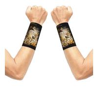 Meymuise Sweat Wristbands, Animal Cheetah | 2 PCS Elastic Compression Sweatbands Moisture Wicking Soft Breathable Wrist Support Arm Bands for Gym Sports Exercise