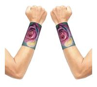Meymuise Sweat Wristbands, Colorful Rose Romance Petals Plant | 2 PCS Elastic Compression Sweatbands Moisture Wicking Soft Breathable Wrist Support Arm Bands for Gym Sports Exercise