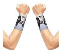 Meymuise Sweat Wristbands, Cute French Bulldog Puppies | 2 PCS Elastic Compression Sweatbands Moisture Wicking Soft Breathable Wrist Support Arm Bands for Gym Sports Exercise