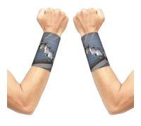 Meymuise Sweat Wristbands, Dogs Border Collie Shetland SheepDogs Alaskan | 2 PCS Elastic Compression Sweatbands Moisture Wicking Soft Breathable Wrist Support Arm Bands for Gym Sports Exercise