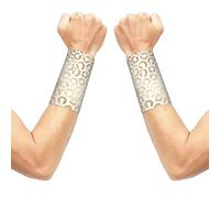 Meymuise Sweat Wristbands, Elegant Gold White Leopard Cheetah | 2 PCS Elastic Compression Sweatbands Moisture Wicking Soft Breathable Wrist Support Arm Bands for Gym Sports Exercise